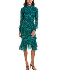 SALONI Saloni Isa Silk Georgette Midi Dress