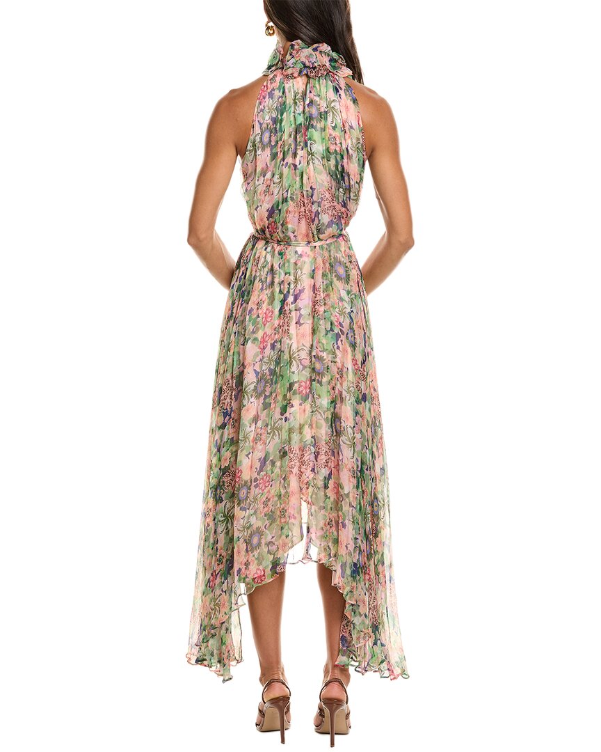 SALONI Saloni Iris Crinkle Silk Chiffon Midi Dress