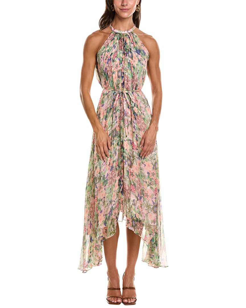 SALONI Saloni Iris Crinkle Silk Chiffon Midi Dress