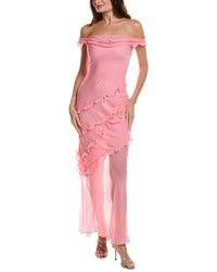 Saloni Crinkle Silk-Blend Georgette Maxi Dress