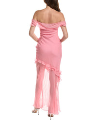 Saloni Crinkle Silk-Blend Georgette Maxi Dress