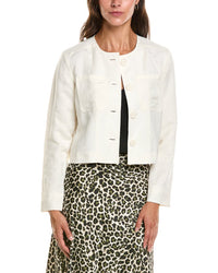 Anne Klein Anne Klein Button Front Linen-Blend Jacket