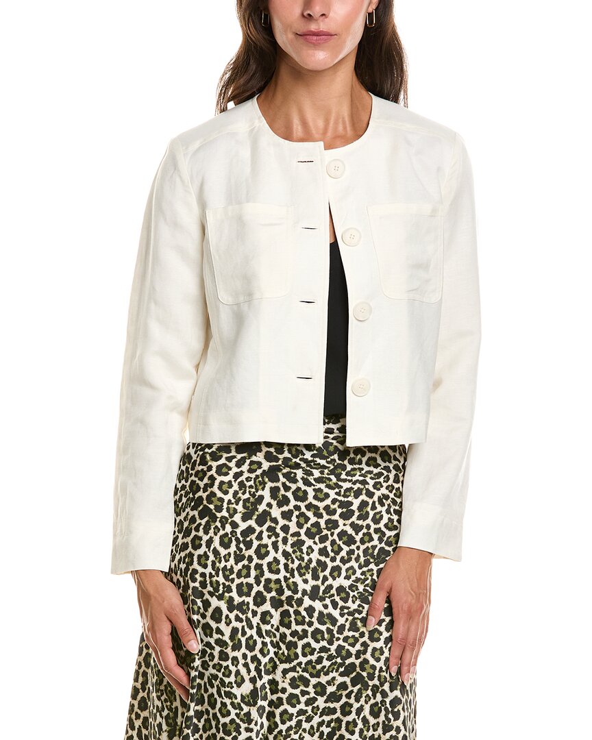 Anne Klein Anne Klein Button Front Linen-Blend Jacket