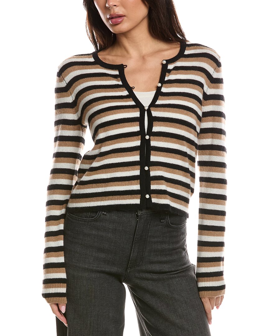 THE CASHMERE PROJECT The Cashmere Project Stripe Pearl Cashmere Cardigan