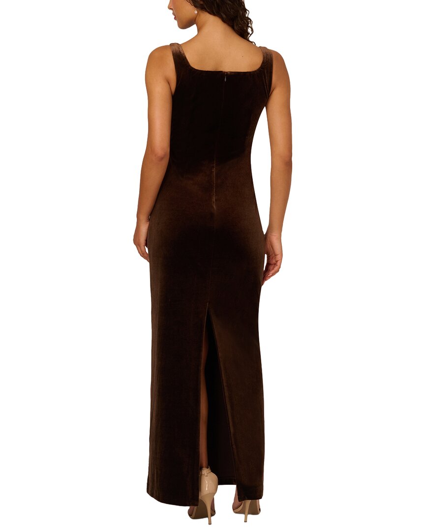 Adrianna Papell Adrianna Papell Stretch Velvet Beaded Long Gown