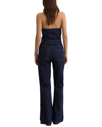 Reiss Reiss Lolita Denim Halter Neck Flared Jumpsuit