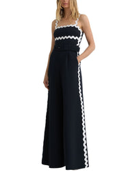 Reiss Reiss Dash Ric Rac Trim Wide Leg Jumpsuit