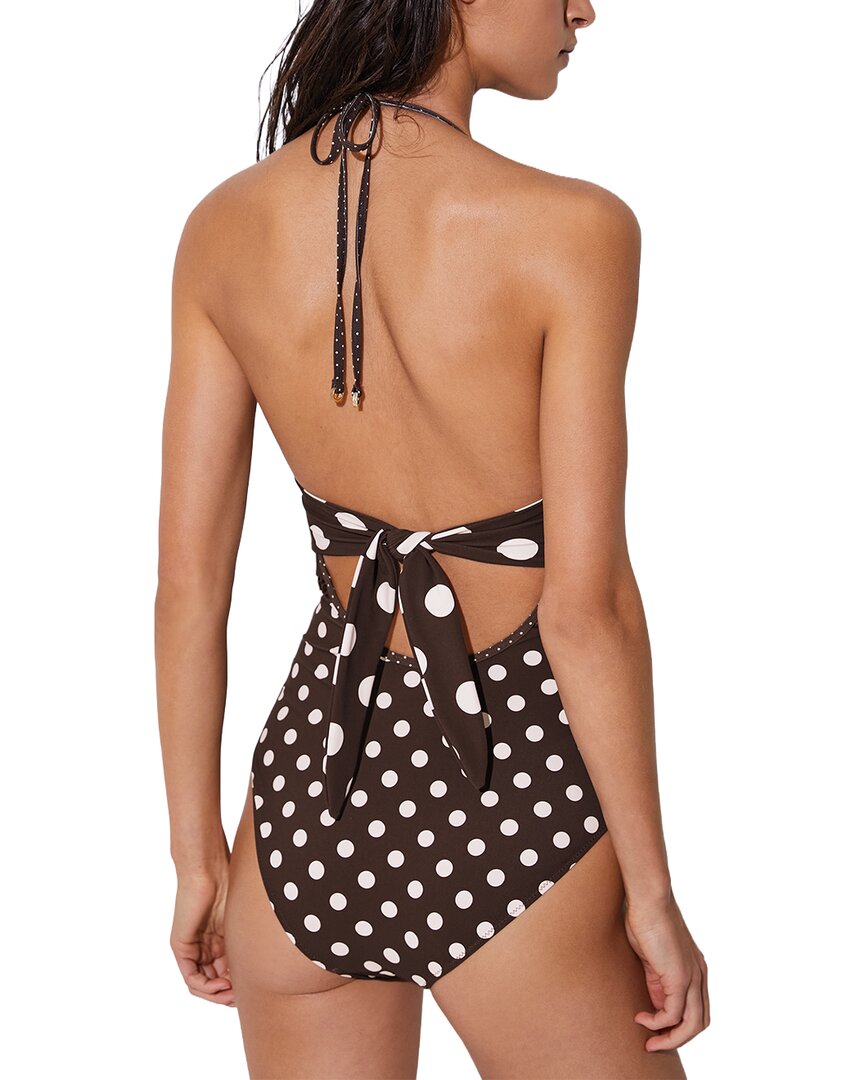 Reiss Reiss Ray Polka Dot Lattice Trim Swimsuit