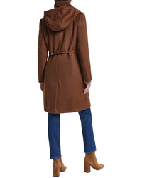 Cole Haan Cole Haan Hooded Slick Wool-Blend Zip Up Coat