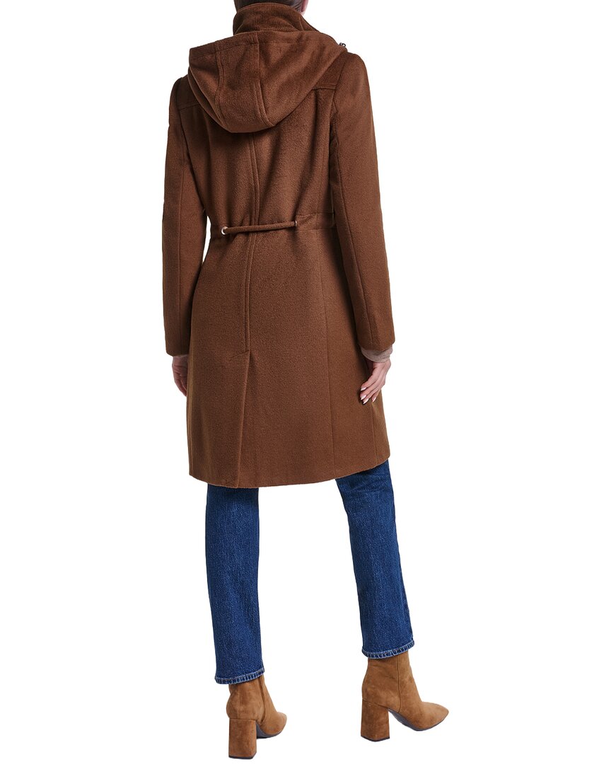 Cole Haan Cole Haan Hooded Slick Wool-Blend Zip Up Coat