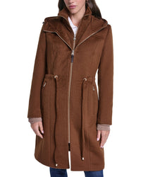Cole Haan Cole Haan Hooded Slick Wool-Blend Zip Up Coat