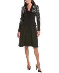 Teri Jon by Rickie Freeman Teri Jon By Rickie Freeman Crepe Pearl Floral Applique Blazer Dress
