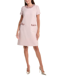 Teri Jon by Rickie Freeman Teri Jon By Rickie Freeman Crepe Lazer Cut Flower Trim A-Line Cap Sleeve Dress