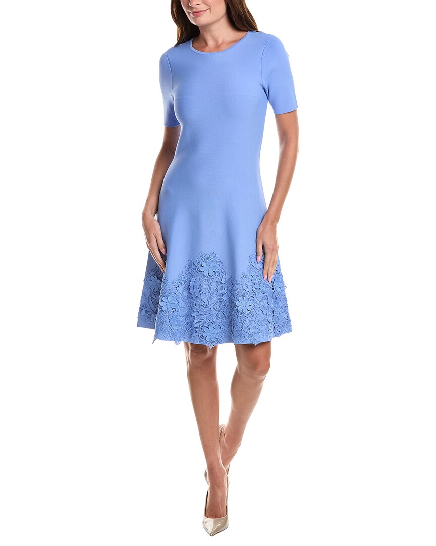 Teri Jon by Rickie Freeman Teri Jon By Rickie Freeman Knit Lace Hem A-Line Dress
