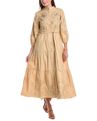 Teri Jon by Rickie Freeman Teri Jon By Rickie Freeman Embroidered Full Sleeve Tiered Dress