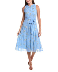 Teri Jon by Rickie Freeman Teri Jon By Rickie Freeman Chiffon Floral Print Fit N Flare Silk Midi Dress
