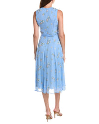 Teri Jon by Rickie Freeman Teri Jon By Rickie Freeman Chiffon Floral Print Fit N Flare Silk Midi Dress