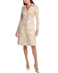 Teri Jon by Rickie Freeman Teri Jon By Rickie Freeman Metallic Jacquard Gold Button Coat Dress