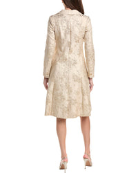 Teri Jon by Rickie Freeman Teri Jon By Rickie Freeman Metallic Jacquard Gold Button Coat Dress