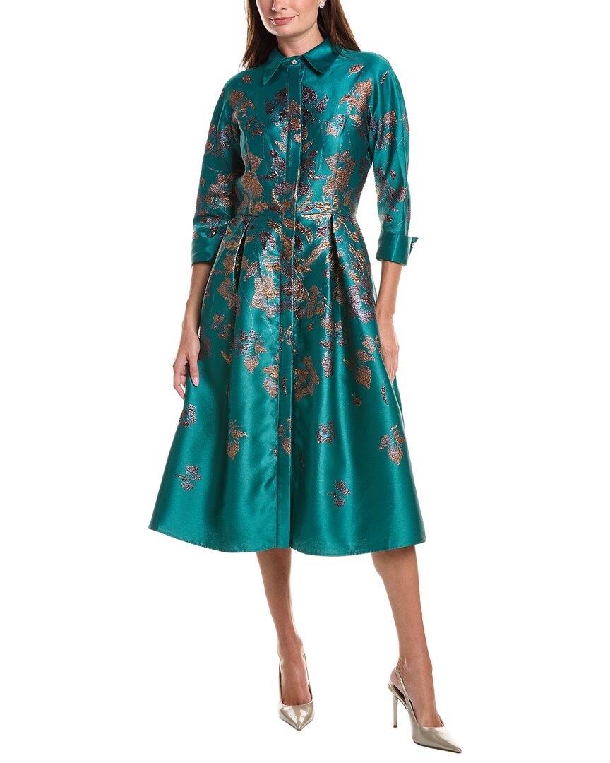 Teri Jon by Rickie Freeman Teri Jon By Rickie Freeman Metallic Jacquard Floral Shirtdress
