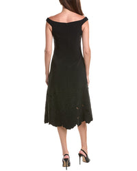 Teri Jon by Rickie Freeman Teri Jon By Rickie Freeman Ponte Flower Motif Lazer Cut Trim Midi Dress