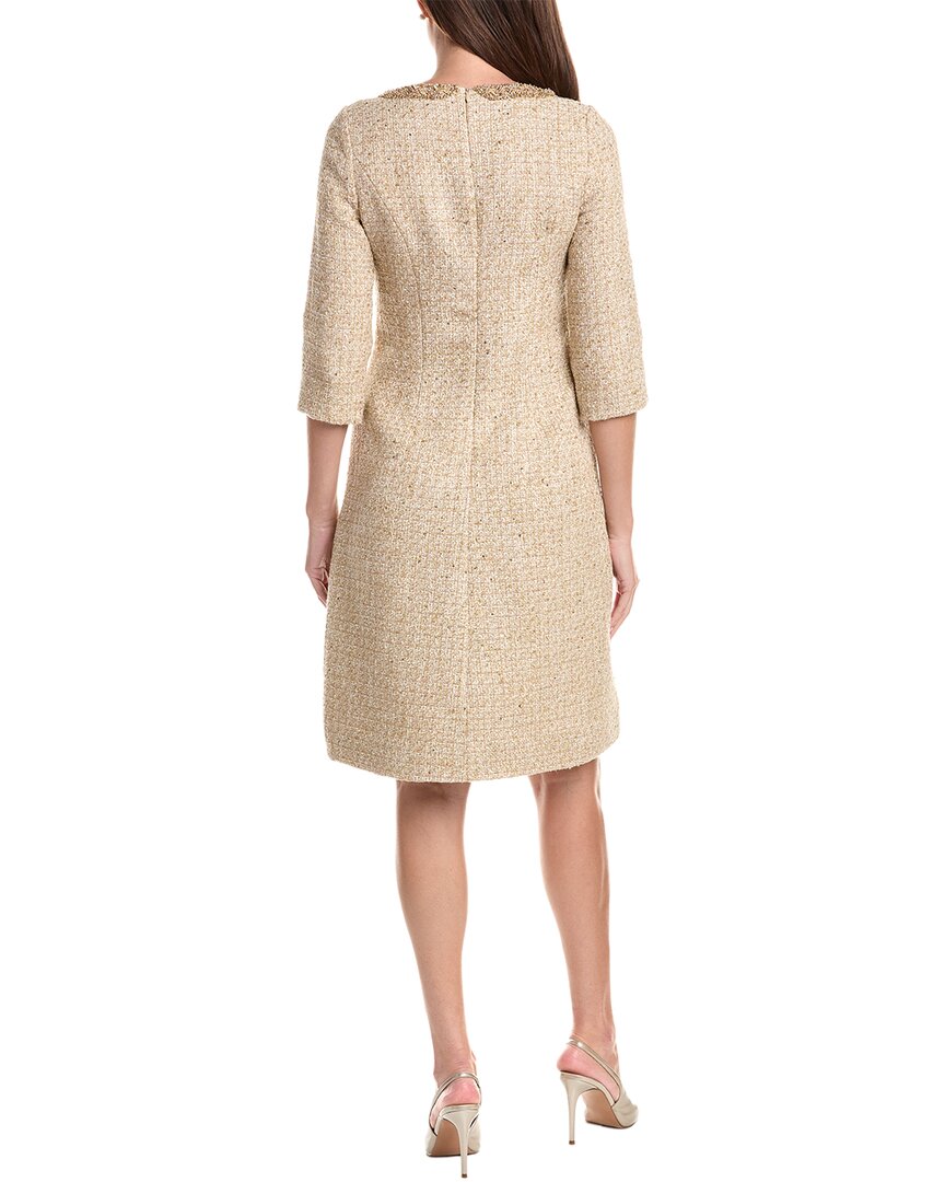 Teri Jon by Rickie Freeman Teri Jon By Rickie Freeman Metallic Boucle Elbow Sleeve Jewel Trim Dress