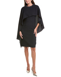 Teri Jon by Rickie Freeman Teri Jon By Rickie Freeman Crepe Jewel Neck Cape Dress
