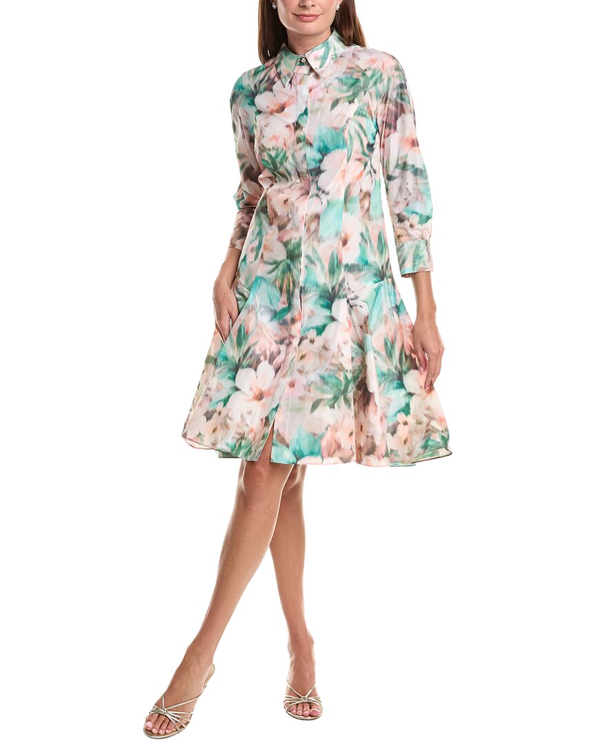 Teri Jon by Rickie Freeman Teri Jon By Rickie Freeman Taffeta Digital Print Godet Hem Shirtdress