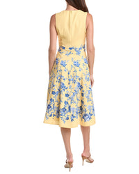 Teri Jon by Rickie Freeman Teri Jon By Rickie Freeman Crepe Floral Border Print Belted Dress
