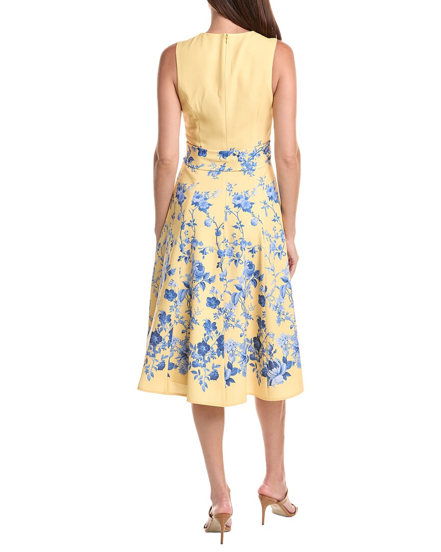 Teri Jon by Rickie Freeman Teri Jon By Rickie Freeman Crepe Floral Border Print Belted Dress