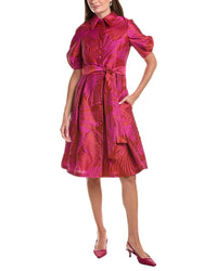 Teri Jon by Rickie Freeman Teri Jon By Rickie Freeman Jacquard Abstract Print Puff Sleeve Shirtdress