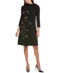 Teri Jon by Rickie Freeman Teri Jon By Rickie Freeman Crepe Cowl Neck 3/4-Sleeve Beaded Flower Dress