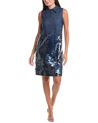 Teri Jon by Rickie Freeman Teri Jon By Rickie Freeman Denim Paillette Trim Shift Shirtdress