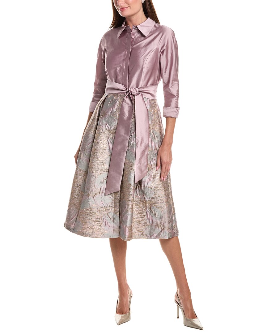 Teri Jon by Rickie Freeman Teri Jon By Rickie Freeman Taffeta Jacquard Floral Shirtdress