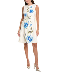 Teri Jon by Rickie Freeman Teri Jon By Rickie Freeman Crepe Digital Flower Print Apron Dress