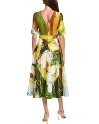 Teri Jon by Rickie Freeman Teri Jon By Rickie Freeman Apron V-Back Watercolor Print A-Line Dress