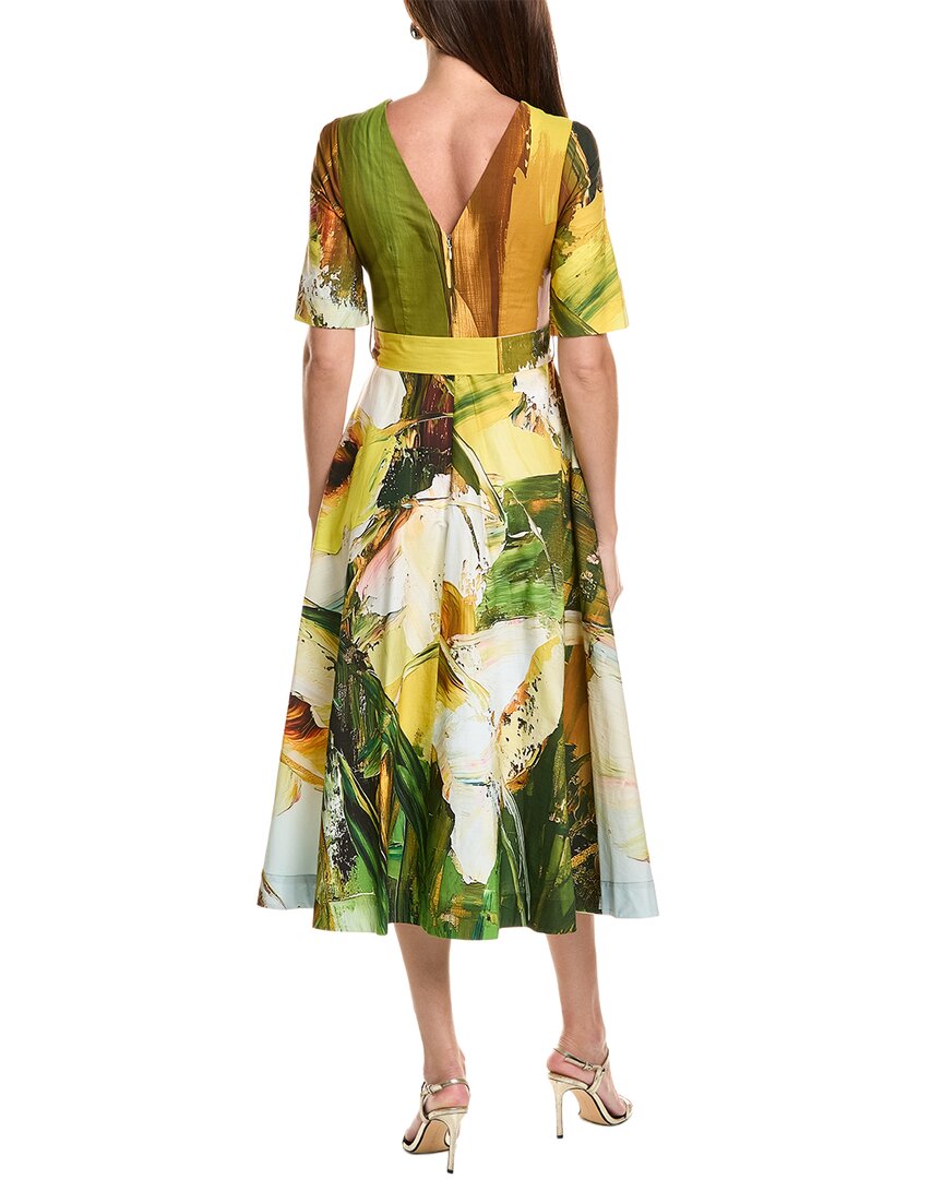 Teri Jon by Rickie Freeman Teri Jon By Rickie Freeman Apron V-Back Watercolor Print A-Line Dress
