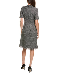 Teri Jon by Rickie Freeman Teri Jon By Rickie Freeman Sparkle Tweed Fringe Trim A-Line Dress