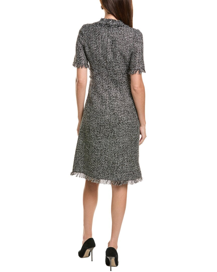 Teri Jon by Rickie Freeman Teri Jon By Rickie Freeman Sparkle Tweed Fringe Trim A-Line Dress
