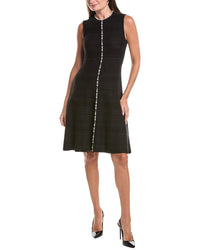Teri Jon by Rickie Freeman Teri Jon By Rickie Freeman Metallic Knit Pearl Applique Wool-Blend Midi Dress