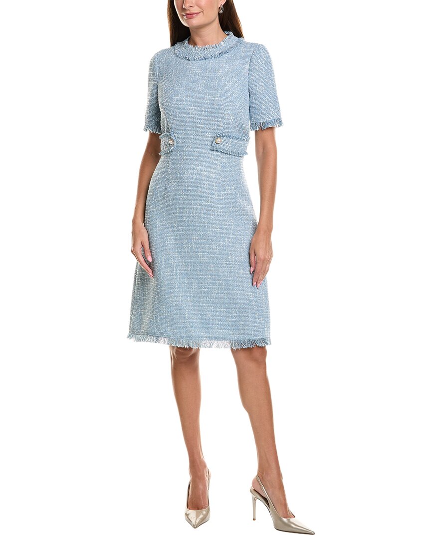 Teri Jon by Rickie Freeman Teri Jon By Rickie Freeman Sparkle Tweed Fringe Trim A-Line Dress