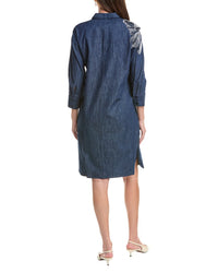 Teri Jon by Rickie Freeman Teri Jon By Rickie Freeman Denim Beaded Trim Tunic Dress