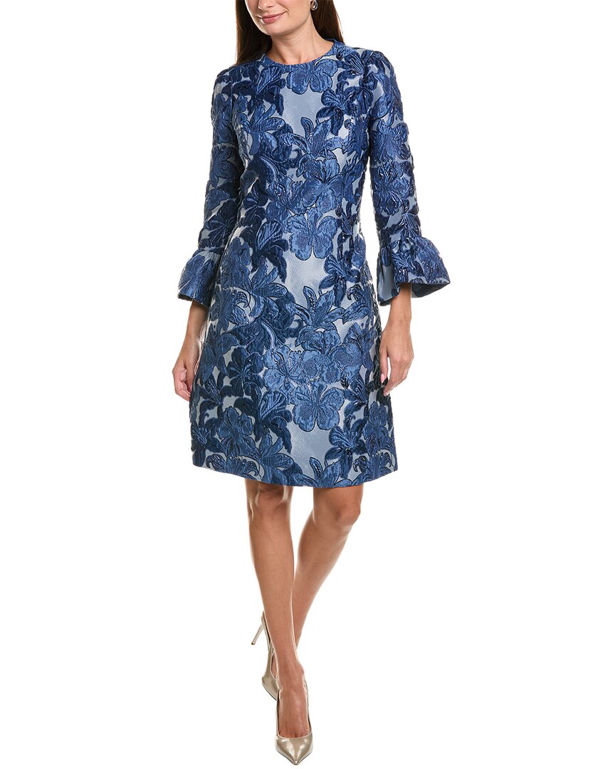 Teri Jon by Rickie Freeman Teri Jon By Rickie Freeman Jacquard Floral 3/4-Sleeve Flounce Cuff Sheath  Dress