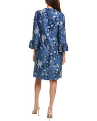 Teri Jon by Rickie Freeman Teri Jon By Rickie Freeman Jacquard Floral 3/4-Sleeve Flounce Cuff Sheath  Dress