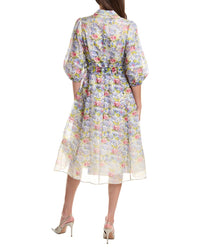 Teri Jon by Rickie Freeman Teri Jon By Rickie Freeman Print 3/4-Sleeve Silk & Linen-Blend Shirtdress