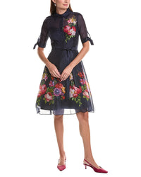 Teri Jon by Rickie Freeman Teri Jon By Rickie Freeman Silk & Linen-Blend Shirtdress