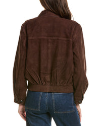 Neiman Marcus Zip Up Collared Suede Jacket