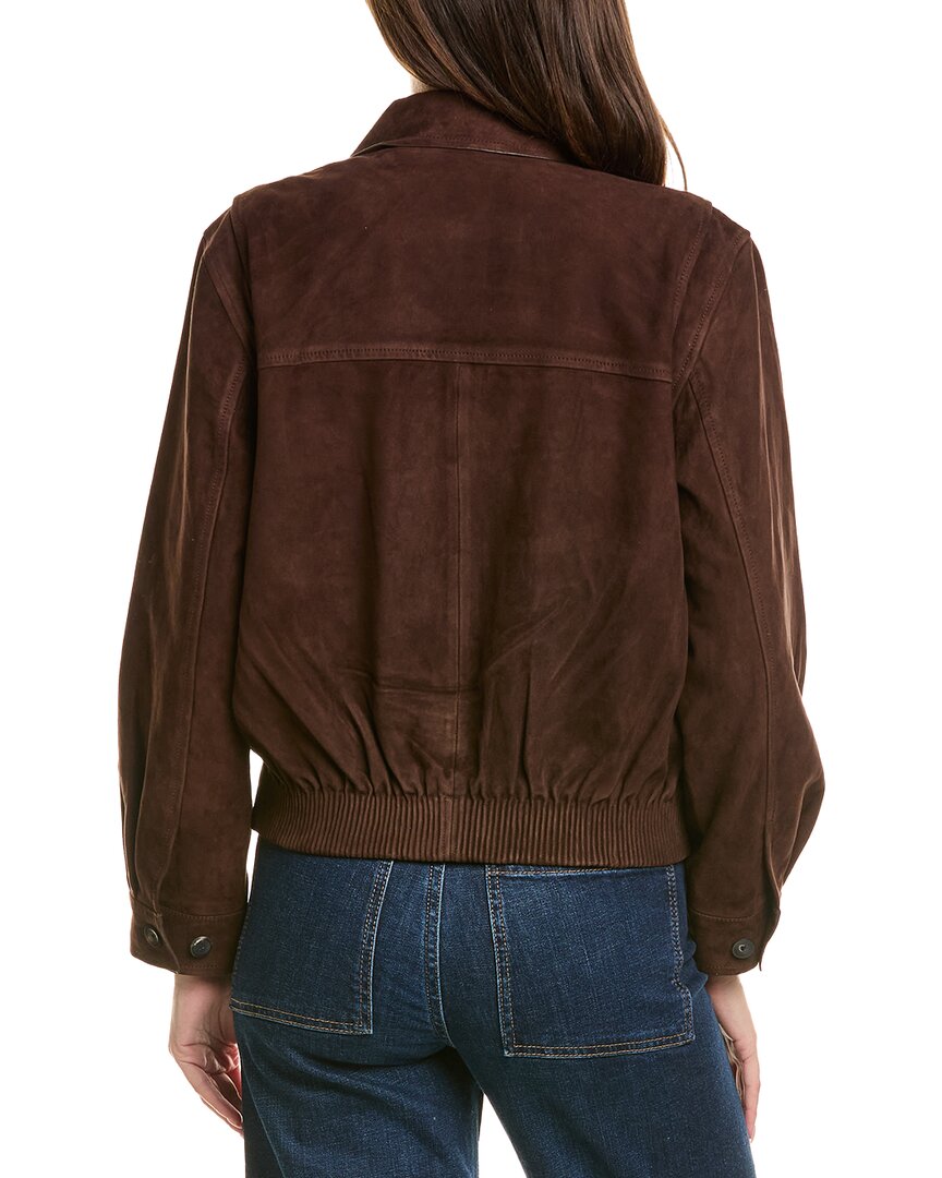Neiman Marcus Zip Up Collared Suede Jacket