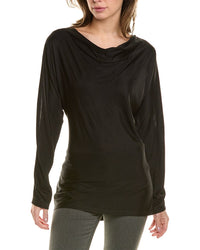 Donna Karan Cowl Mesh Inset Top Black