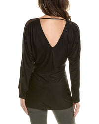 Donna Karan Cowl Mesh Inset Top